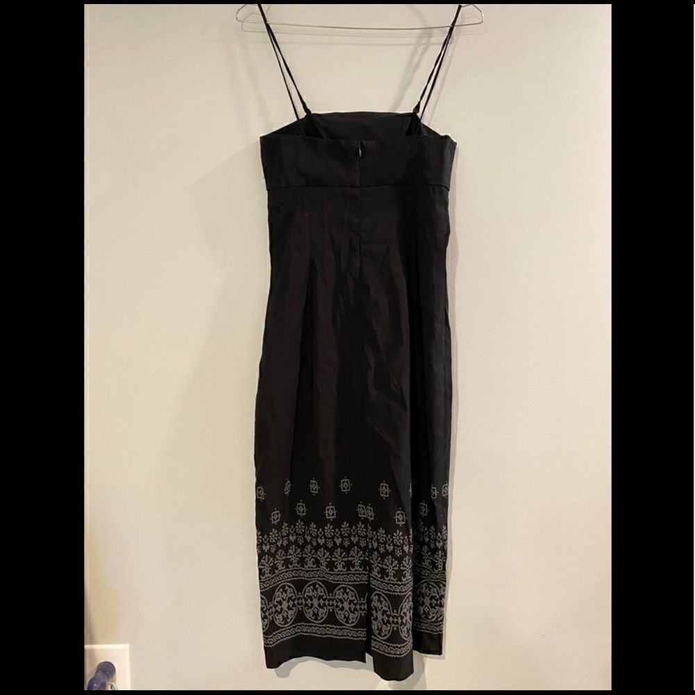 Guess Strapless Black Midi Dress Embroidered Hem Slit NWT Small - Picture 4 of 7